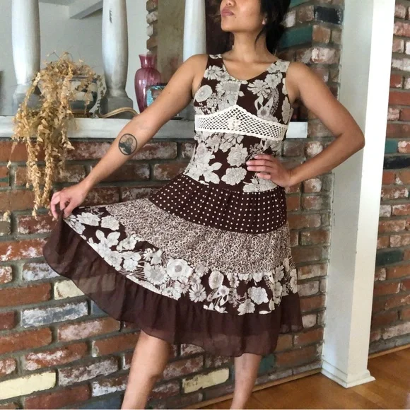 Y2K Floral Crochet Mori Kei Polka Dot Dress by Hype - Picture 3 of 6